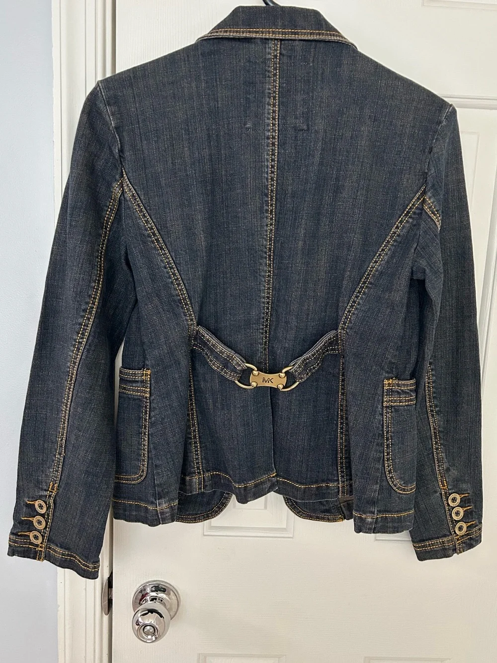 Michael Kors Classy Flattering Denim Jean Cotton Blazer Jacket